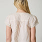SCALLOPED EMBROIDERED FRONT TIE LACE TOP