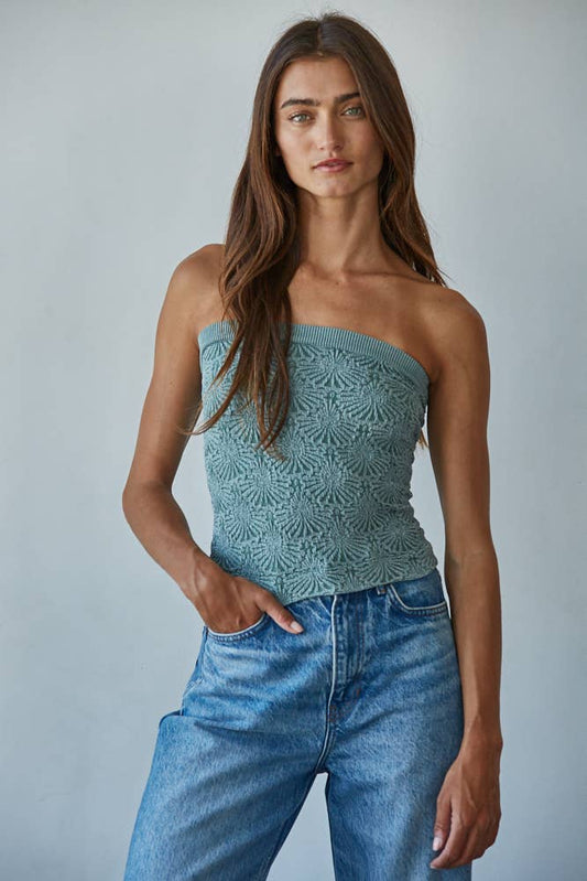 Knit Modal Nylon Spandex Seamless Jacquard Tube Top