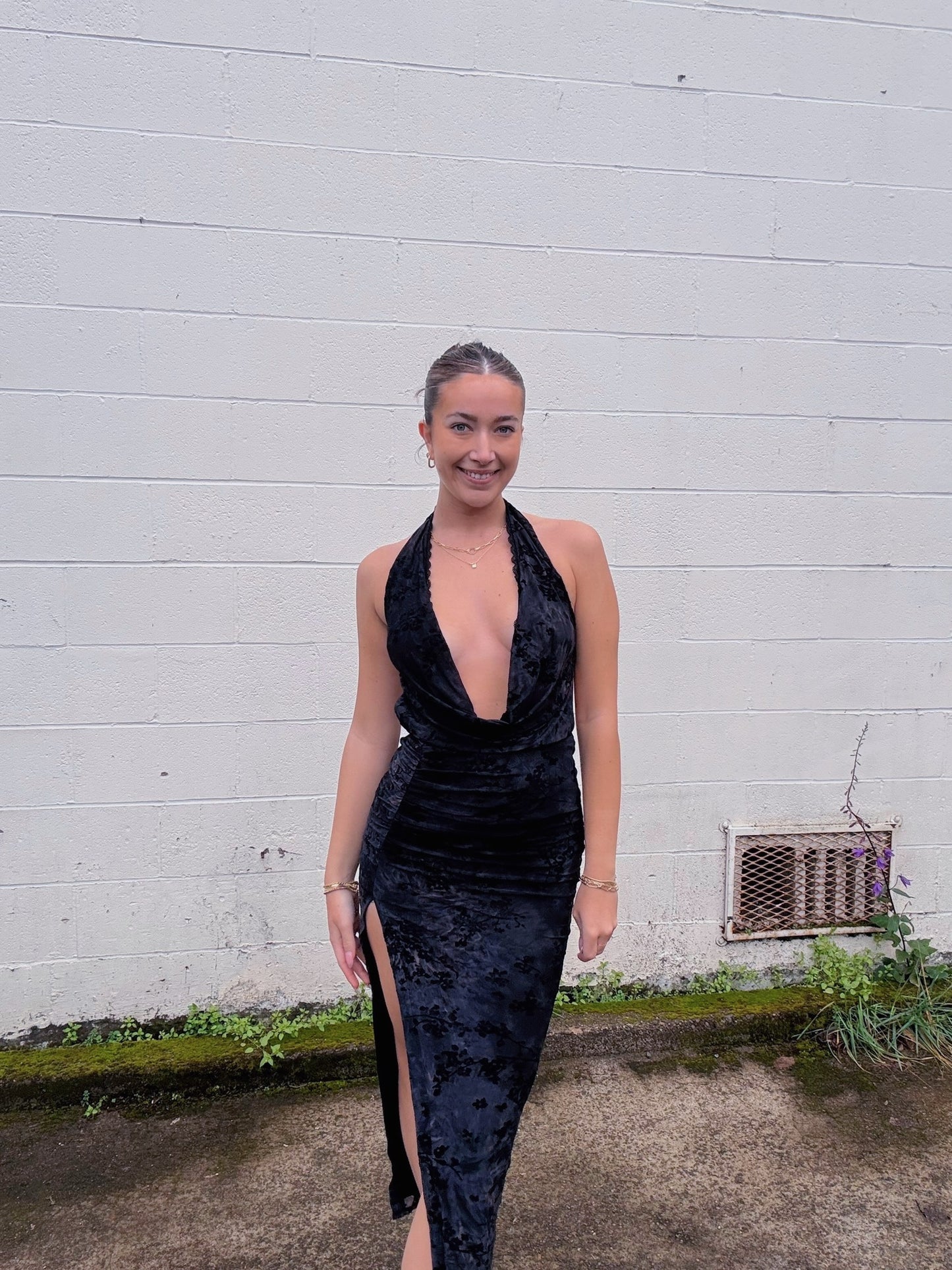 Black Cowl Neck Maxi Dress