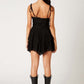 Black Lace Tiered Mini Dress