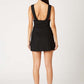 Black V Neck Mesh Mini Dress
