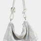 Silver Rhinestone Studded Hobo Bag