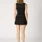 Black Slick Straight  Ruffle Dress
