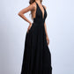 Halter Plunging V-Neck Maxi Dress