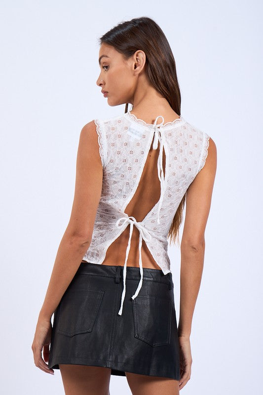 Floral Lace Open Back Top