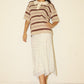 Dainty Floral Mesh Lace Asymmetric Hem Midi Skirt