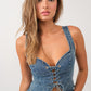 Front Lace Denim Corset