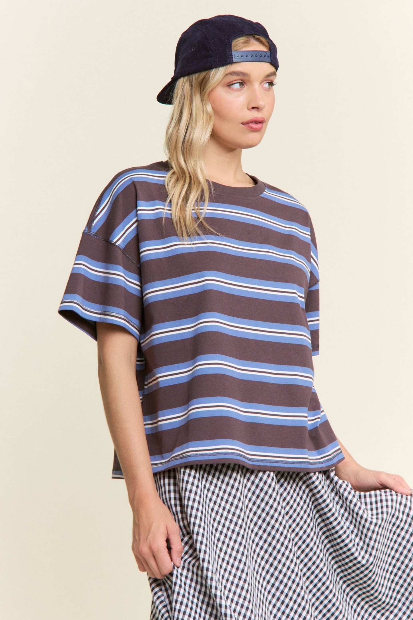 Stripe Oversized Short Sleeve Top