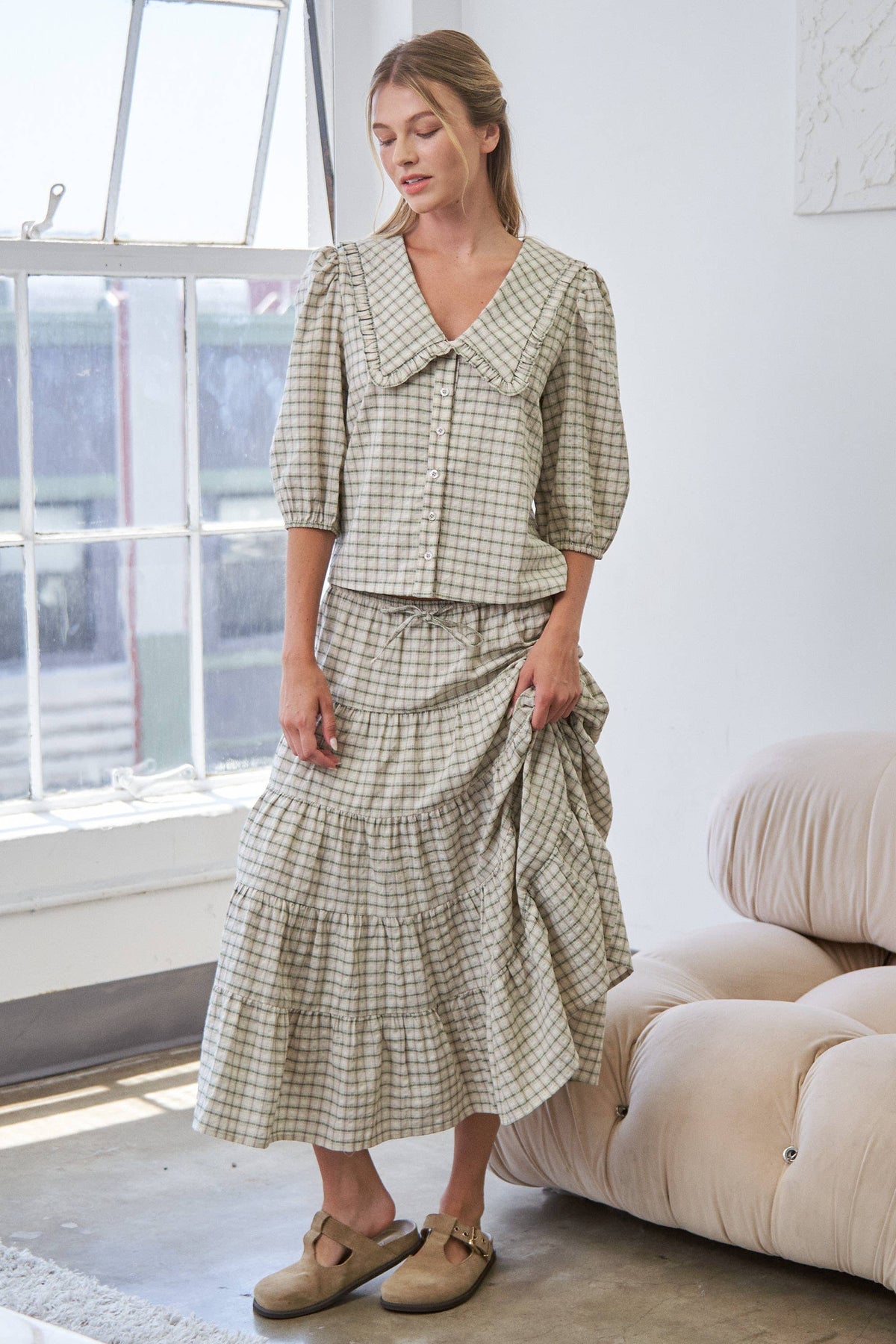 Tiered Plaid Skirt