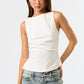 Knit Boatneck Tank with Side Ruched Detailing