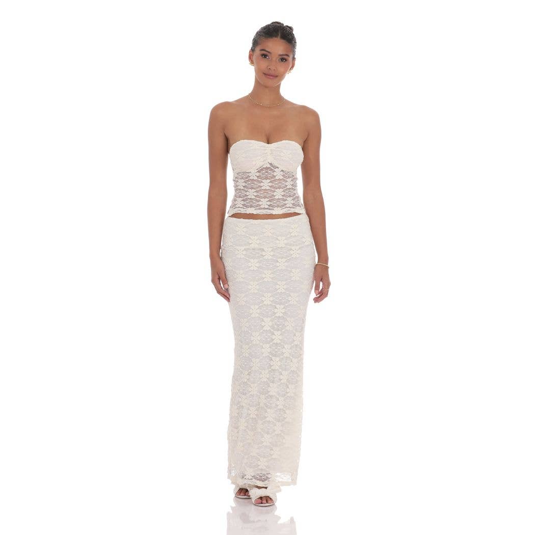 Lace Maxi Skirt in Cream