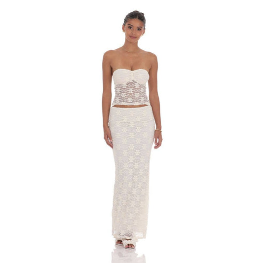 Lace Maxi Skirt in Cream