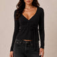 WRAP PLUNGE LONG SLEEVE TOP