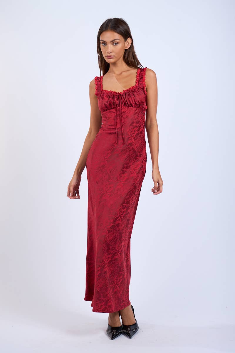 Satin Ruched Bust Sleeveless Open Back