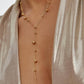 Brisse 18K Gold Non-Tarnish Dressy Beaded Y Lariat Necklace