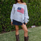 American Flag Knit Off The Shoulder Sweater