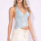 Sequins Embroidery Asymmetrical Top
