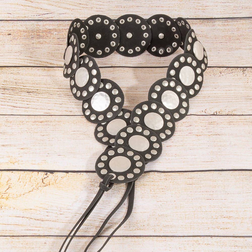 Concho Disc Link Vegan Leather Belt