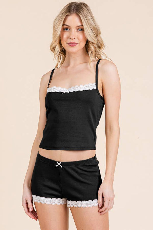 Lace Trim Mini Shorts