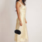 Lace Trim Satin Midi Dress