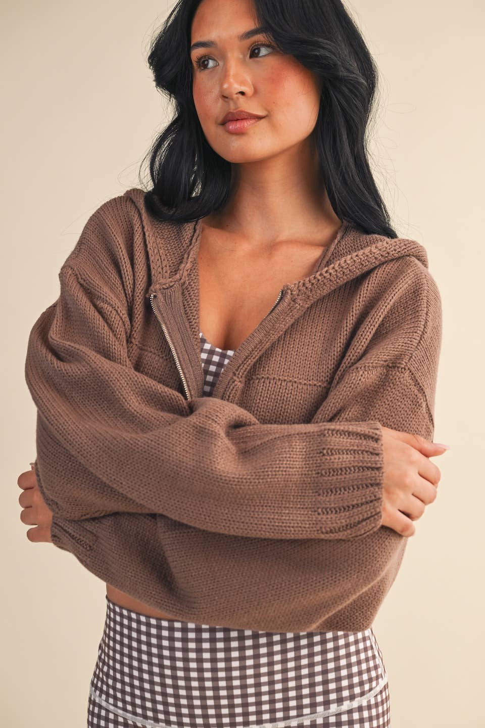 Kat Knit Zip Up Hoodie Sweater