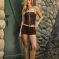 Studded Detail Stretch Strapless Bustier Corset Top