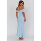 Off Shoulder Keyhold Ruching Maxi Dress