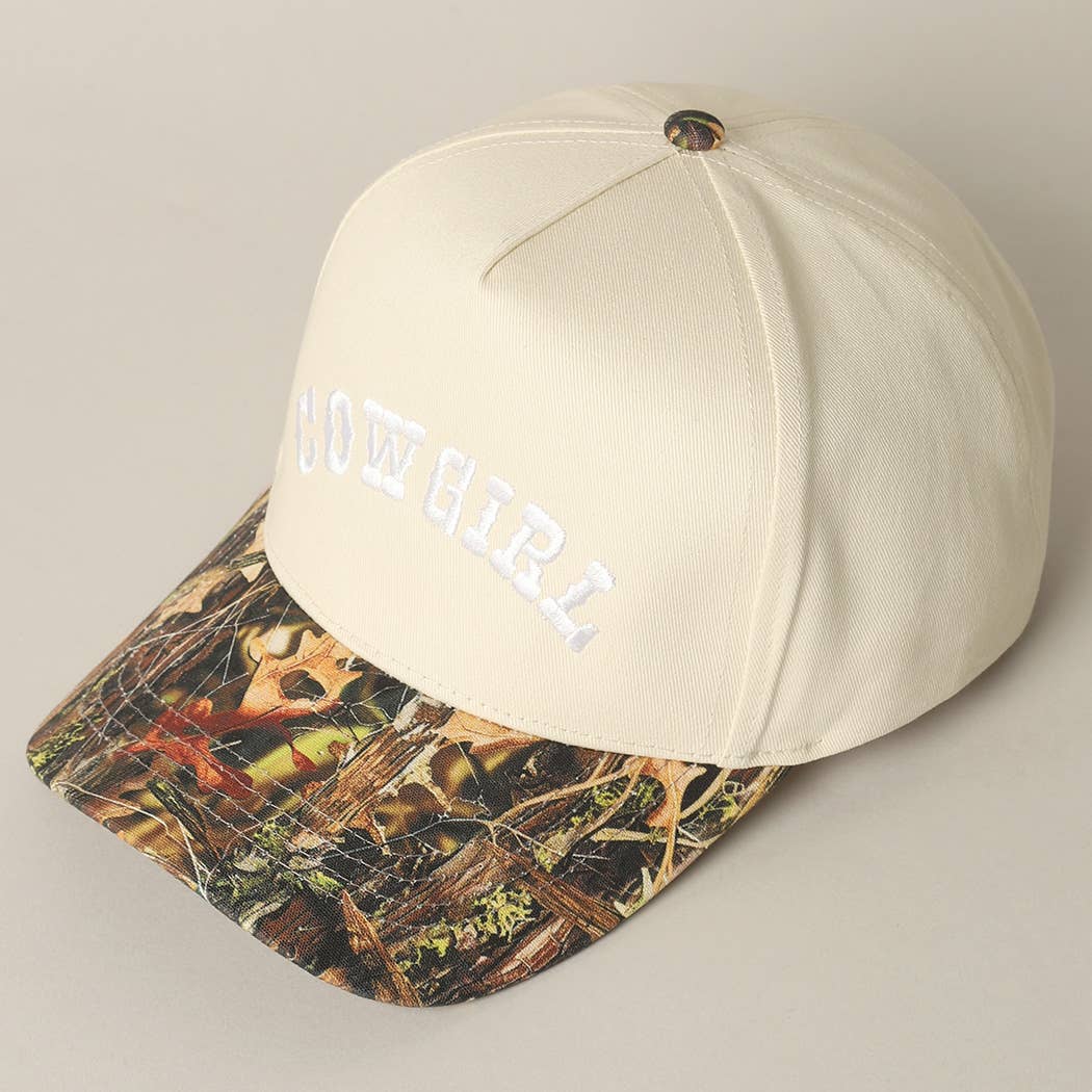 COWGIRL Embroidery Camo Two-Tone Cap