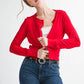 Ribbed Button-Up Knit Cardigan