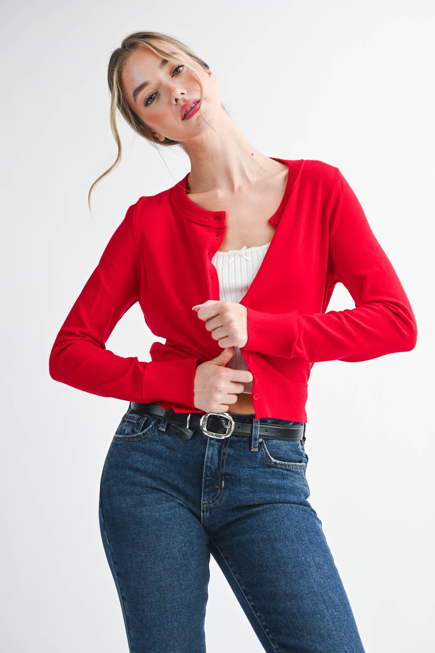 Ribbed Button-Up Knit Cardigan