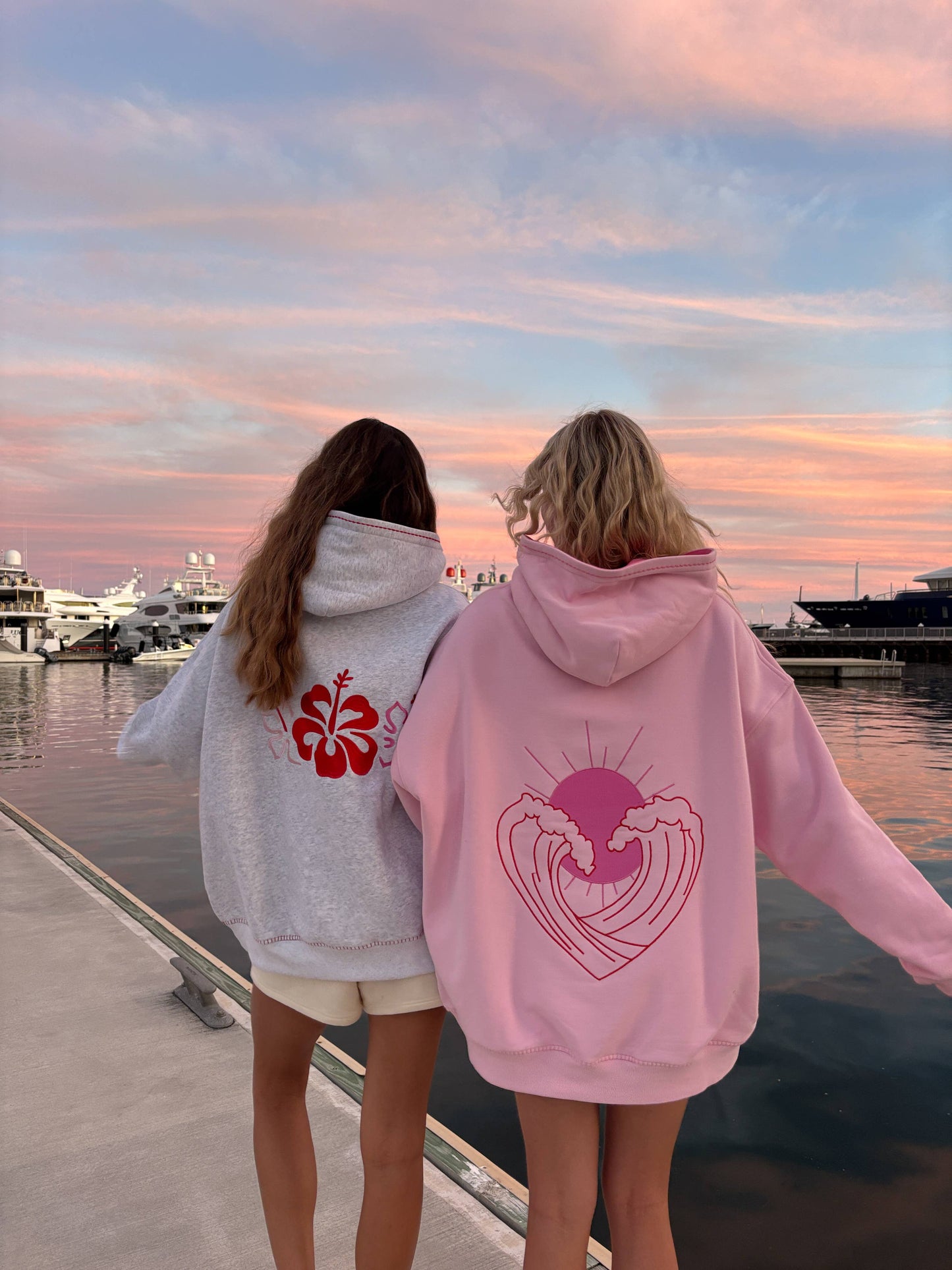 Pearl Grey Hibiscus Flowers Hoodie