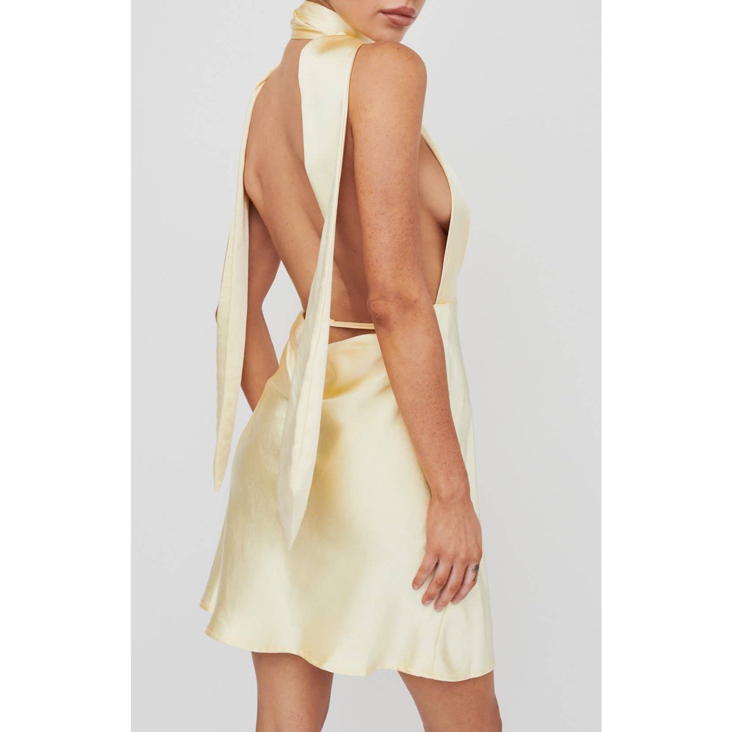 Halterneck Draped Mini Dress