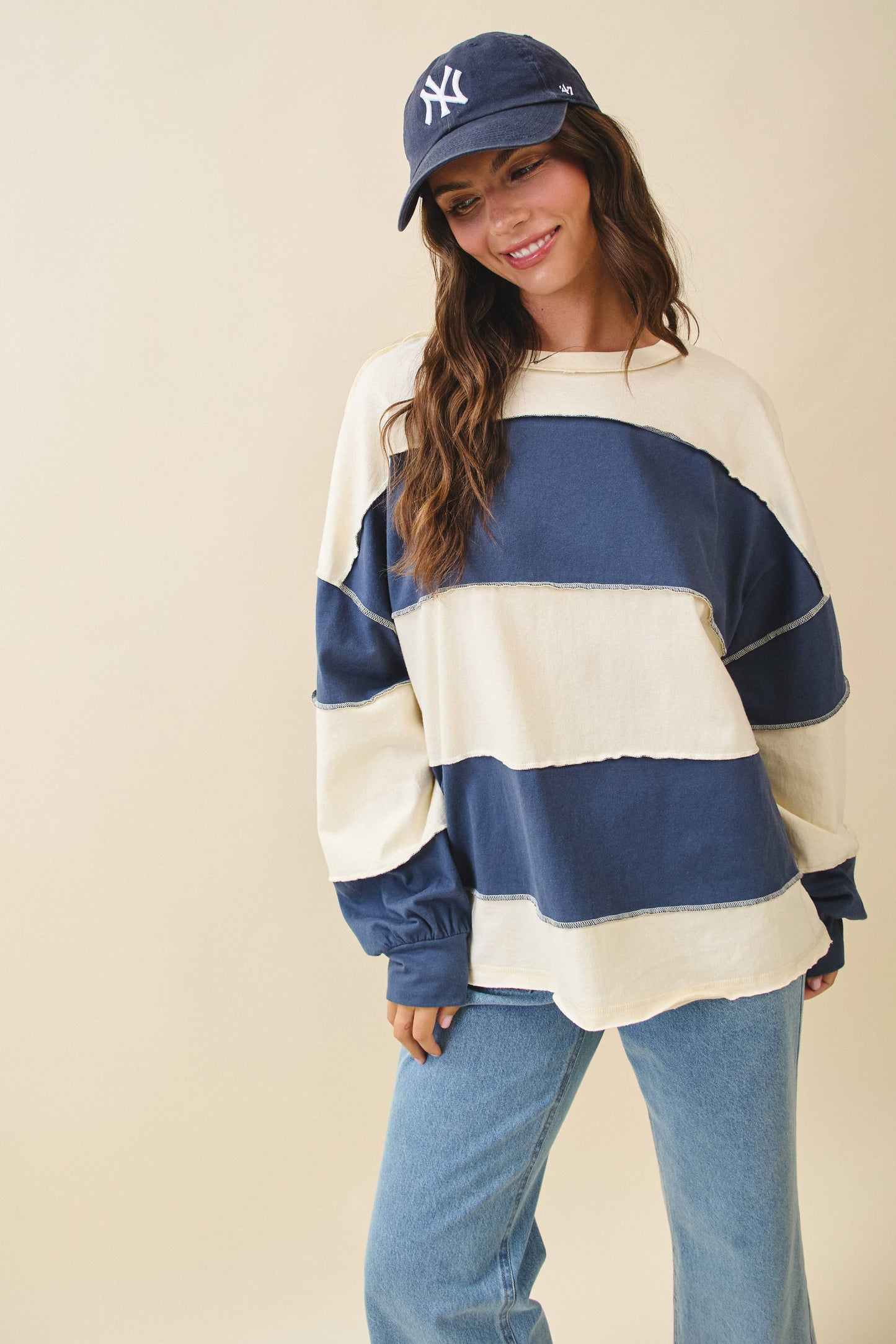 Contrast Panel Long Sleeve Slouchy
