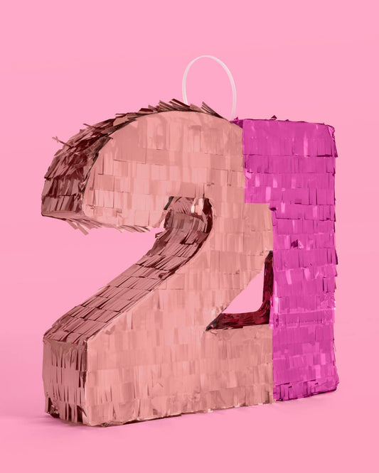 Finally 21 Piñata - pink foil piñata