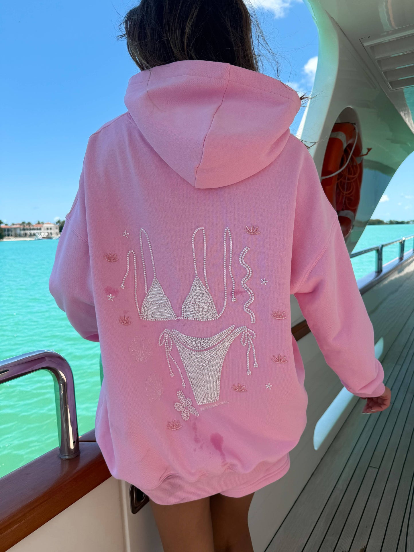 Lottie Pink Bikini Beaded Ocean Hoodie