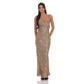 Metallic Open Back Maxi Dress in Cheetah Print