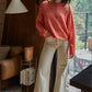 Knit Sweater Rolled Round Neck Pullover Top