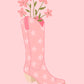 Pink Cowgirl Boot Vase Print