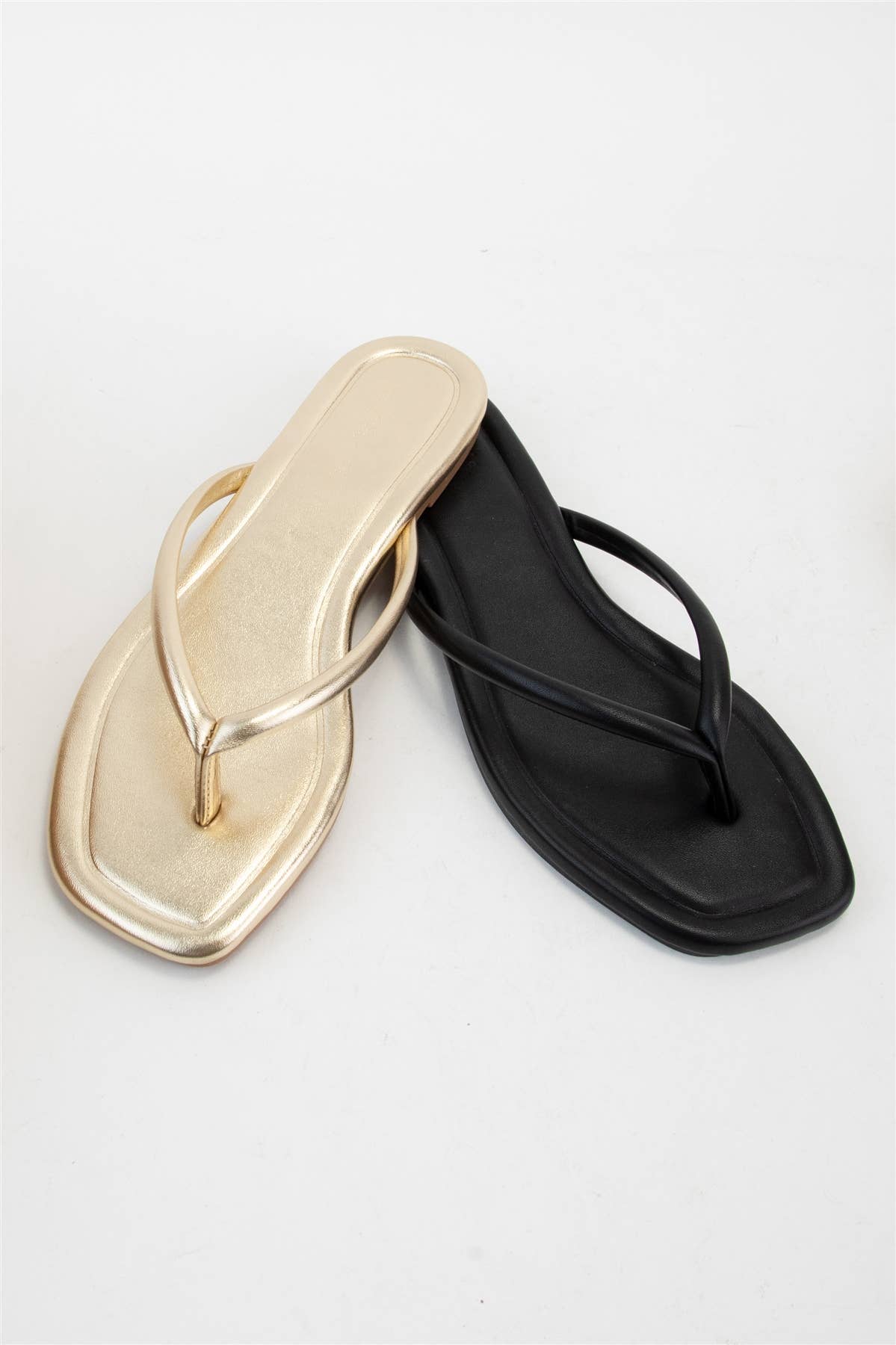 Solid Color Square Toe Thong Sandal