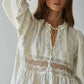 Woven Polyester Nylon Sheer Lace Detail Blouse