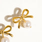 Aleah 18K Gold Non-Tarnish Bow Pearl Earring