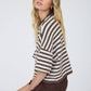 Leah Striped Short Sleeve Cardigan