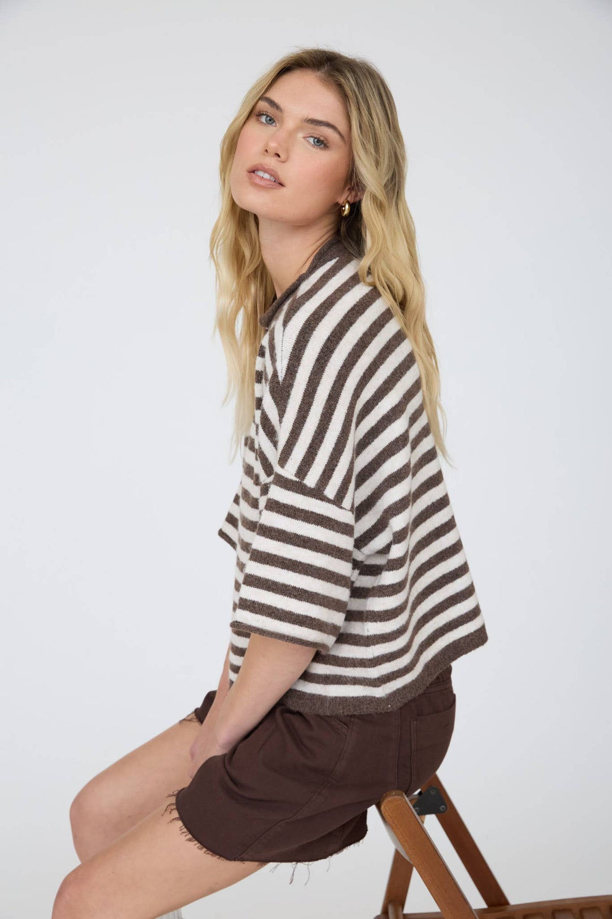 Leah Striped Short Sleeve Cardigan