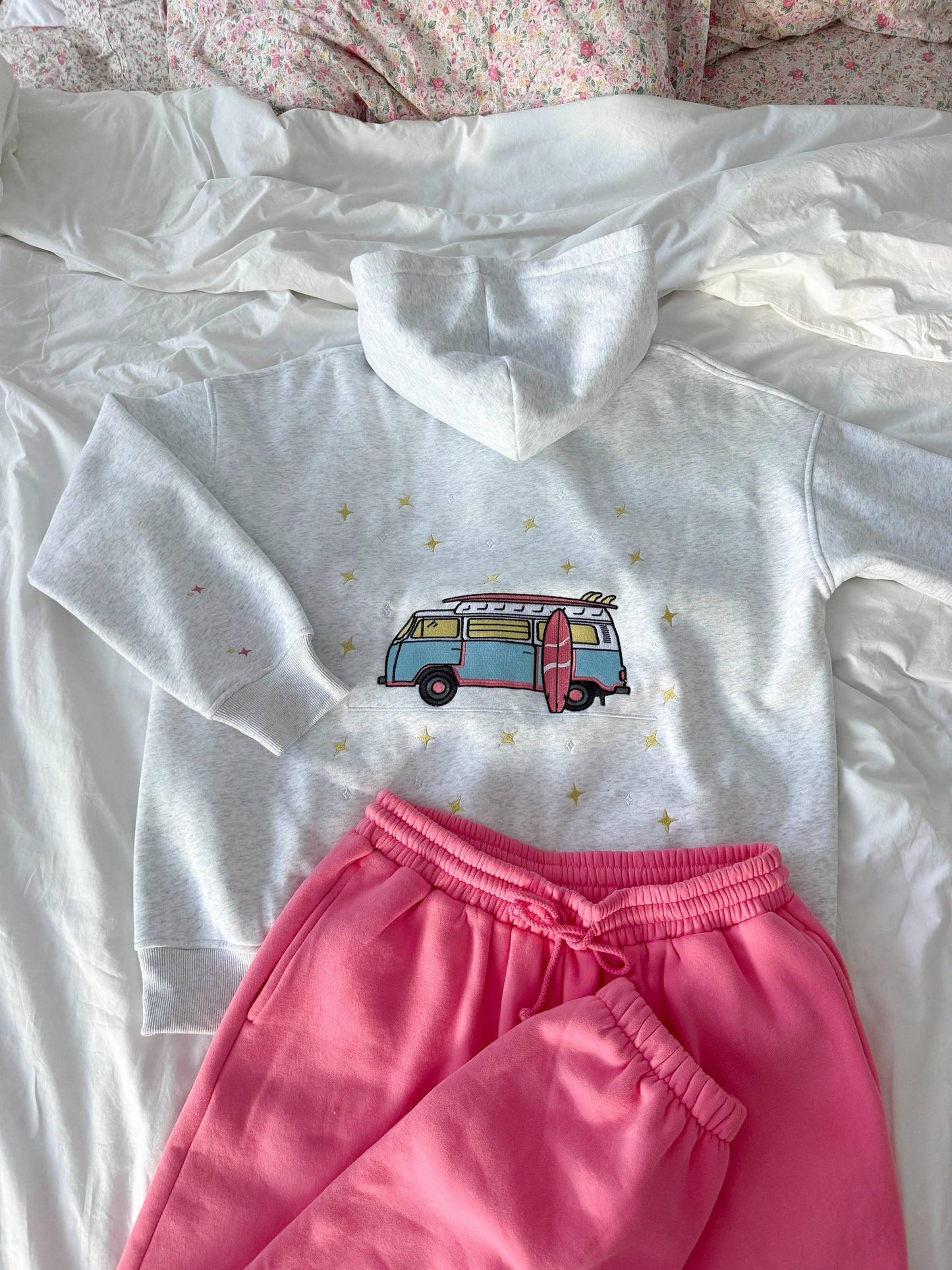 Pearl Grey Van Star Embroider Hoodie