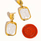 Jacques 18K Gold Non-Tarnish Square Pearl Earring