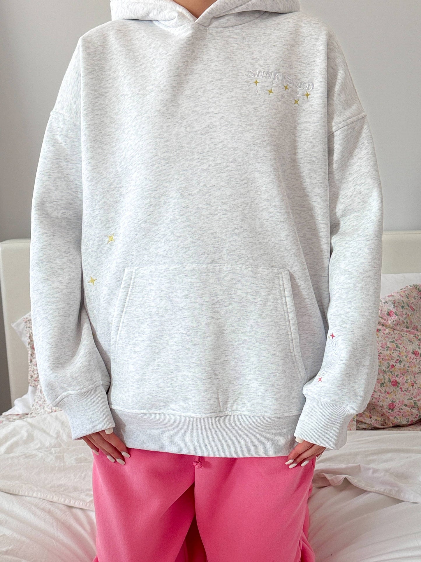 Pearl Grey Van Star Embroider Hoodie