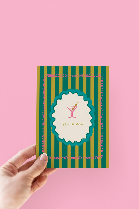 A Tini Bit Older Martini and Olives Birthday Greeting Card