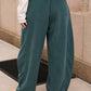 SMOCKED WAIST DRAWSTRING BARREL LEG SWEATPANTS