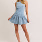 Boat Neck Sleeveless Low Waist Denim Dress