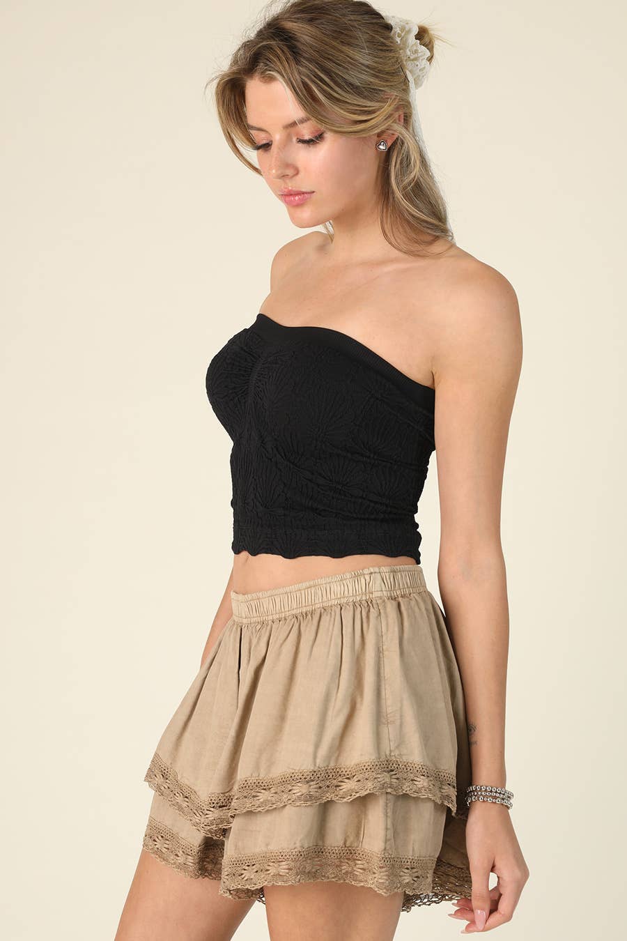 Lace Textured Tube Top